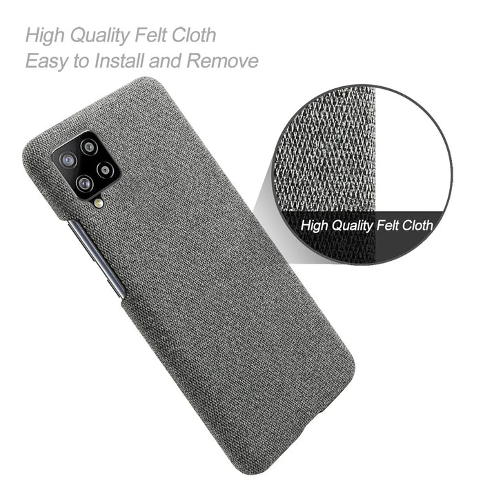 Cloth Texture Plastic Hard Phone Cover for Samsung Galaxy A42 5G - Dark Grey - 4