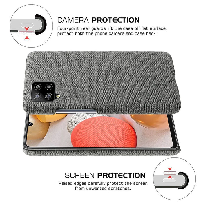 Cloth Texture Plastic Hard Phone Cover for Samsung Galaxy A42 5G - Dark Grey - 5