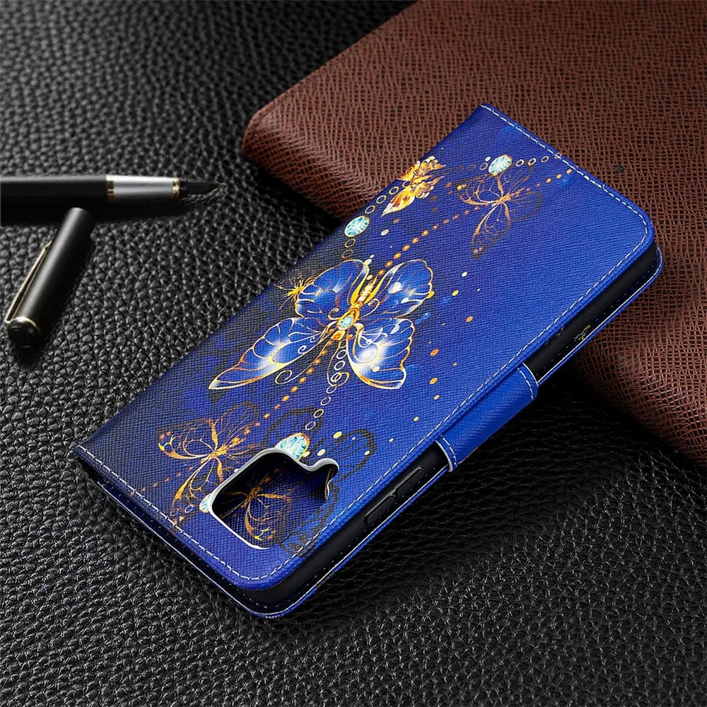 Pattern Printing Wallet Stand Flip Leather Phone Shell for Samsung Galaxy A42 5G - Crystal Butterflies - 5