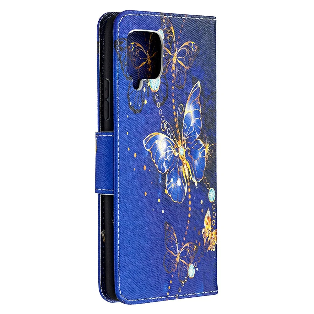 Pattern Printing Wallet Stand Flip Leather Phone Shell for Samsung Galaxy A42 5G - Crystal Butterflies - 7