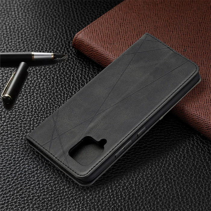 Geometric Pattern Leather Stand Case Card Holder Shell for Samsung Galaxy A42 5G - Black - 6