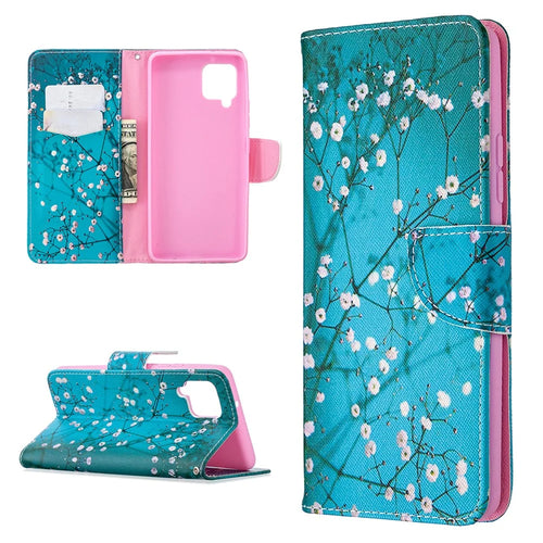 Pattern Printing Leather Wallet Protective Shell for Samsung Galaxy A42 5G - Flower Branches - 1
