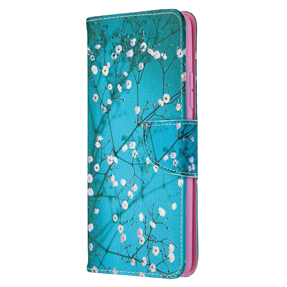 Pattern Printing Leather Wallet Protective Shell for Samsung Galaxy A42 5G - Flower Branches - 2
