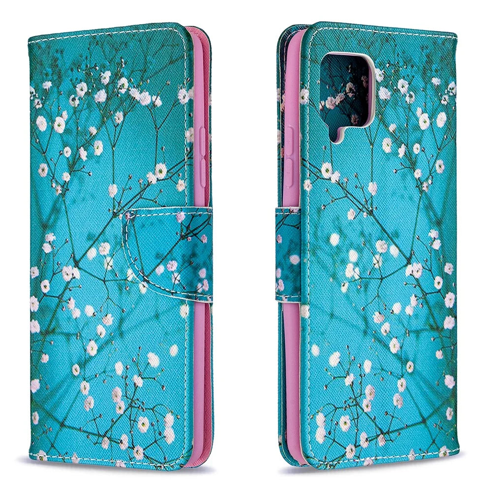 Pattern Printing Leather Wallet Protective Shell for Samsung Galaxy A42 5G - Flower Branches - 4