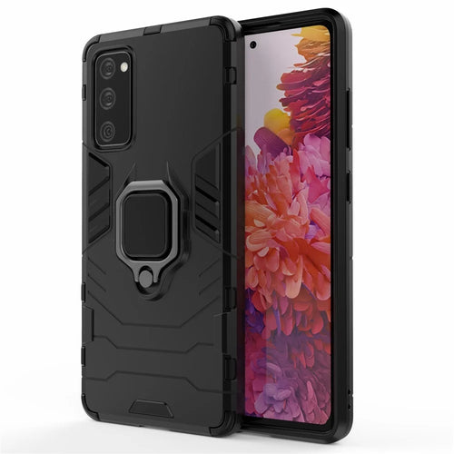 Ring-Shape Supporting Stand PC + TPU Phone Case for Samsung Galaxy S20 FE/S20 Fan Edition/S20 FE 5G/S20 Fan Edition 5G/S20 Lite/S20 FE 2022 - Black - 1