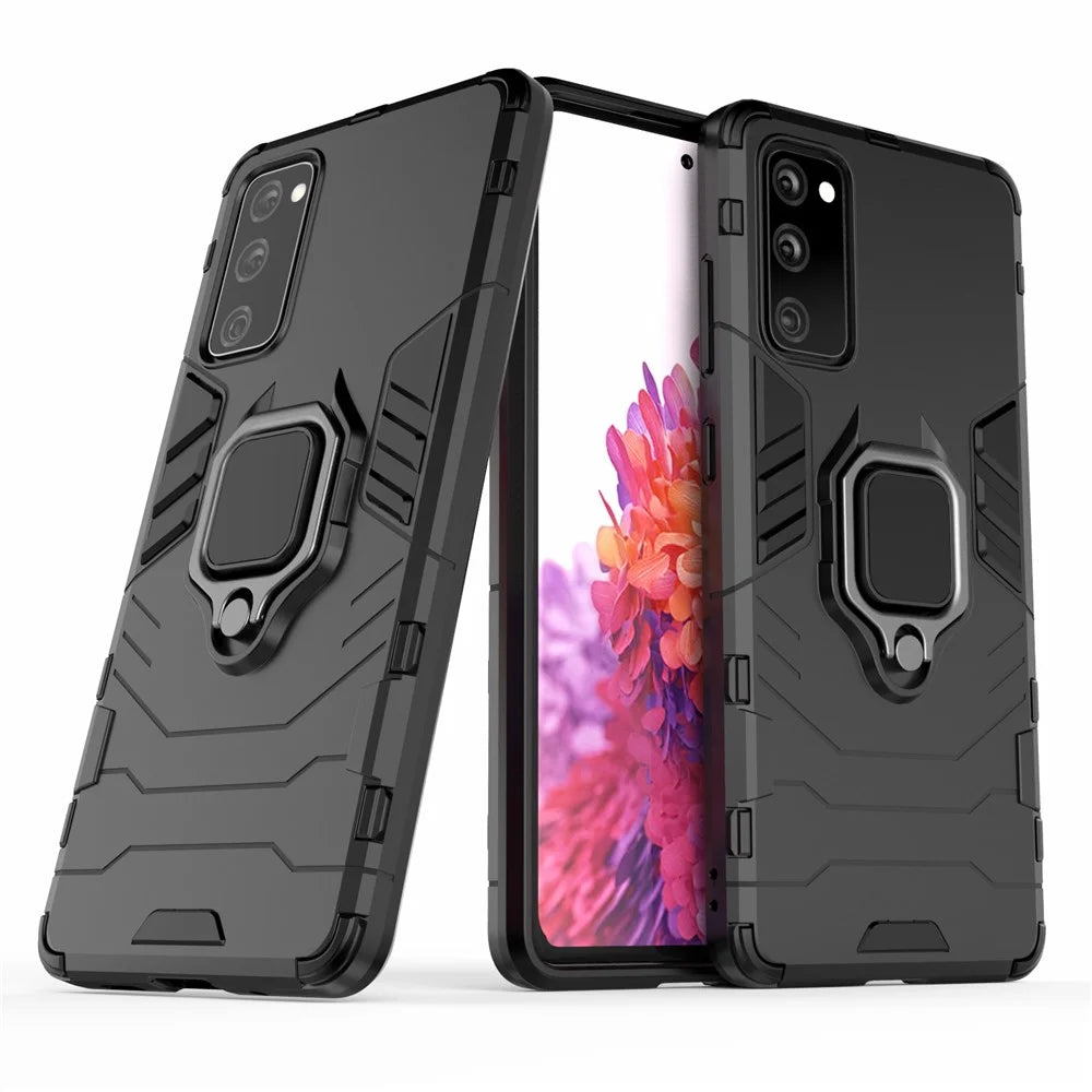 Ring-Shape Supporting Stand PC + TPU Phone Case for Samsung Galaxy S20 FE/S20 Fan Edition/S20 FE 5G/S20 Fan Edition 5G/S20 Lite/S20 FE 2022 - Black - 6
