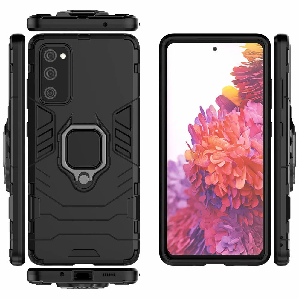 Ring-Shape Supporting Stand PC + TPU Phone Case for Samsung Galaxy S20 FE/S20 Fan Edition/S20 FE 5G/S20 Fan Edition 5G/S20 Lite/S20 FE 2022 - Black - 7