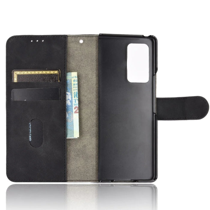 Skin-touch Leather Wallet Flip Case for Samsung Galaxy Z Fold2 5G - Black - 3