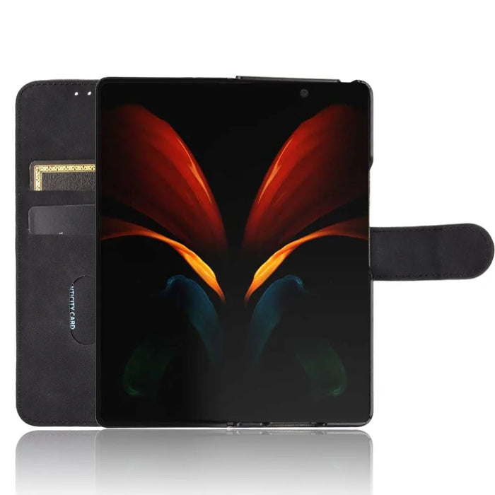 Skin-touch Leather Wallet Flip Case for Samsung Galaxy Z Fold2 5G - Black - 4