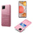 PU Leather Coated Hard PC Cover with Double Card Slots for Samsung Galaxy A42 5G - Rose Gold - 1