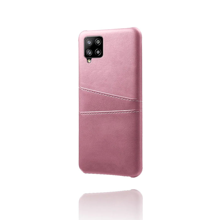 PU Leather Coated Hard PC Cover with Double Card Slots for Samsung Galaxy A42 5G - Rose Gold - 3