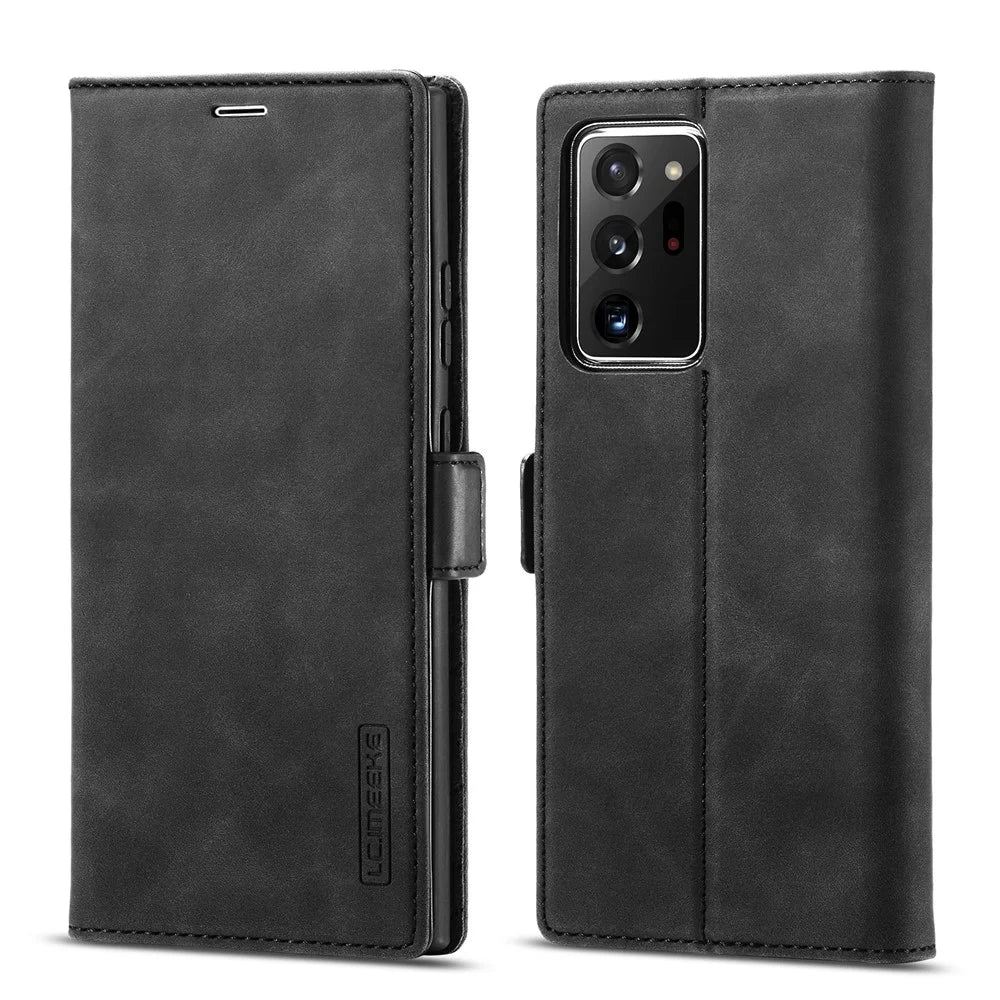 LC.IMEEKE LC Strong Magnetic Series Leather Wallet Phone Protective Shell for Samsung Galaxy Note20 Ultra/Note20 Ultra 5G - Black - 3