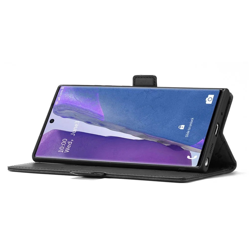 LC.IMEEKE LC Strong Magnetic Series Leather Wallet Phone Protective Shell for Samsung Galaxy Note20 Ultra/Note20 Ultra 5G - Black - 4