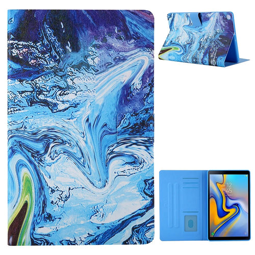 Pattern Printing Card Slots Leather Stand Tablet Case for Samsung Galaxy Tab A7 10.4 (2020) / (2022) SM-T500 / SM-T505 - Blue / Green - 1