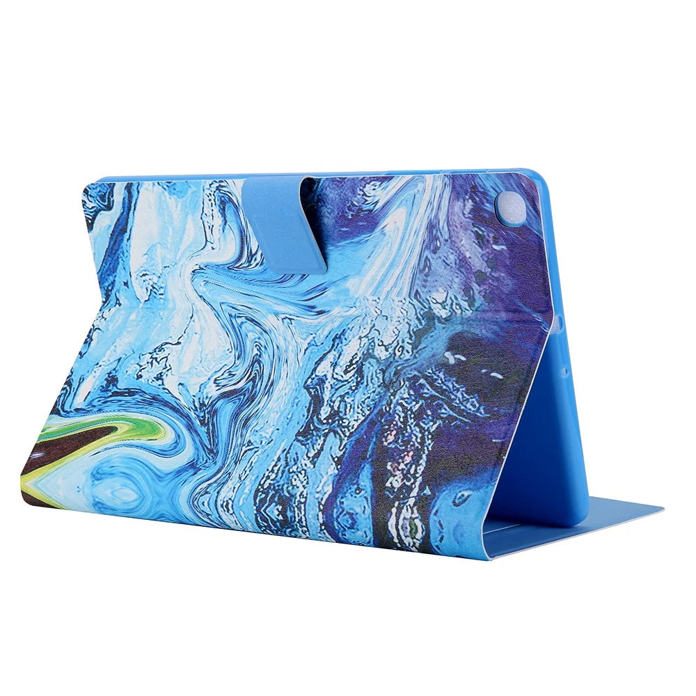 Pattern Printing Card Slots Leather Stand Tablet Case for Samsung Galaxy Tab A7 10.4 (2020) / (2022) SM-T500 / SM-T505 - Blue / Green - 2