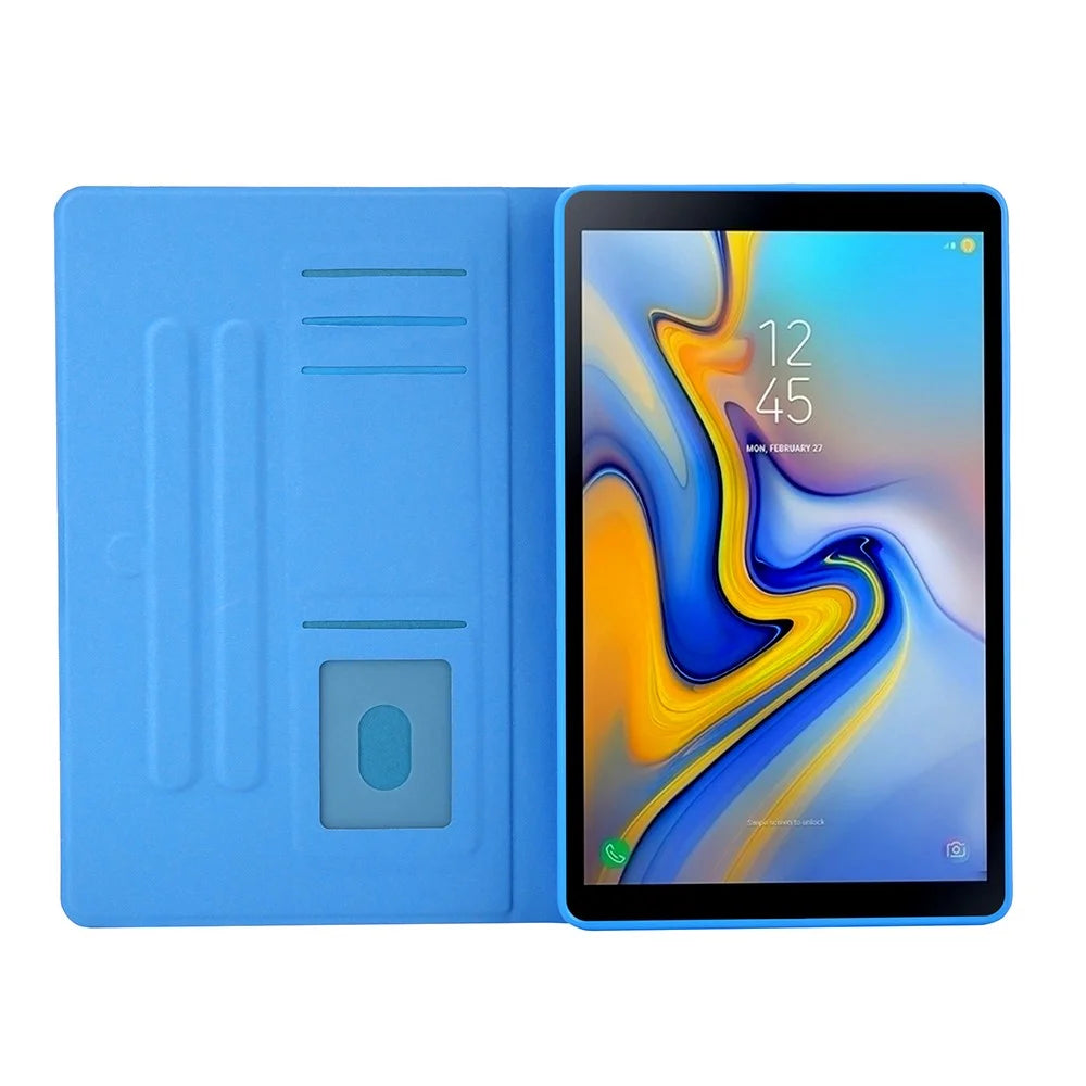 Pattern Printing Card Slots Leather Stand Tablet Case for Samsung Galaxy Tab A7 10.4 (2020) / (2022) SM-T500 / SM-T505 - Blue / Green - 4