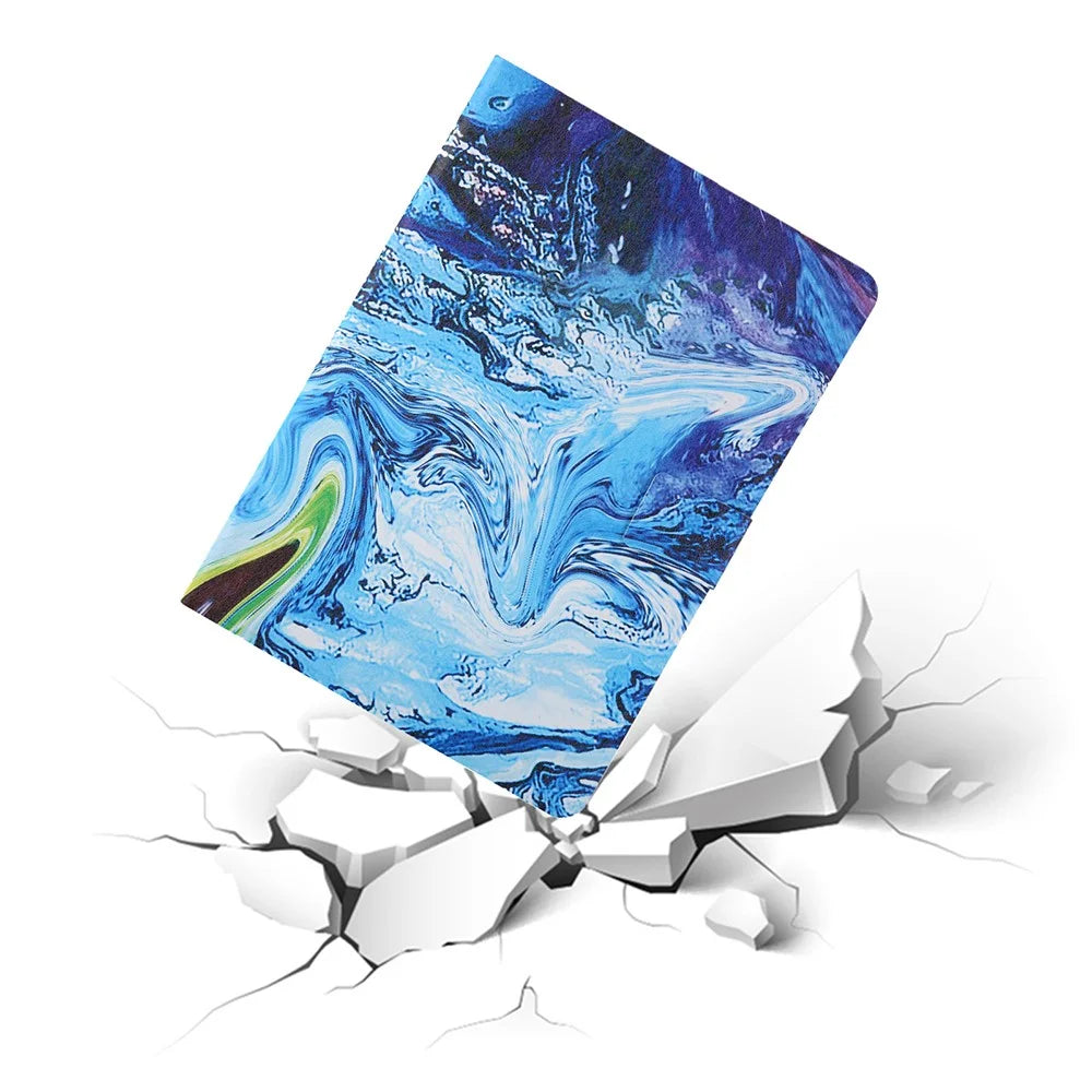 Pattern Printing Card Slots Leather Stand Tablet Case for Samsung Galaxy Tab A7 10.4 (2020) / (2022) SM-T500 / SM-T505 - Blue / Green - 5