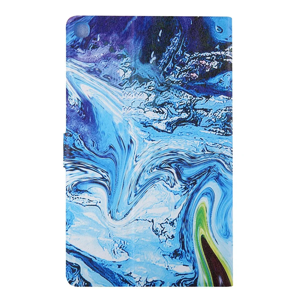 Pattern Printing Card Slots Leather Stand Tablet Case for Samsung Galaxy Tab A7 10.4 (2020) / (2022) SM-T500 / SM-T505 - Blue / Green - 7