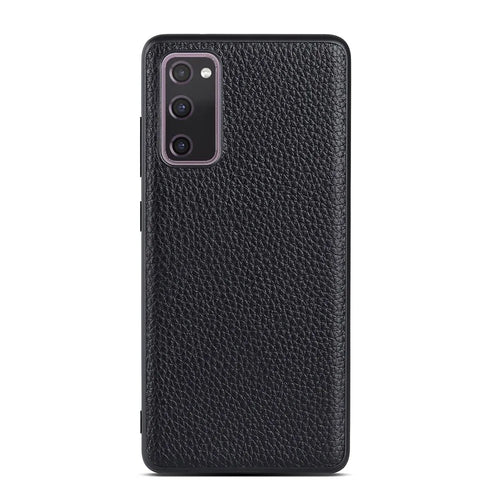 For Samsung Galaxy S20 FE/Fan Edition/S20 FE 5G/Fan Edition 5G/S20 Lite/S20 FE 2022 Litchi Texture Genuine Leather Coated TPU PC Combo Case - Black - 1