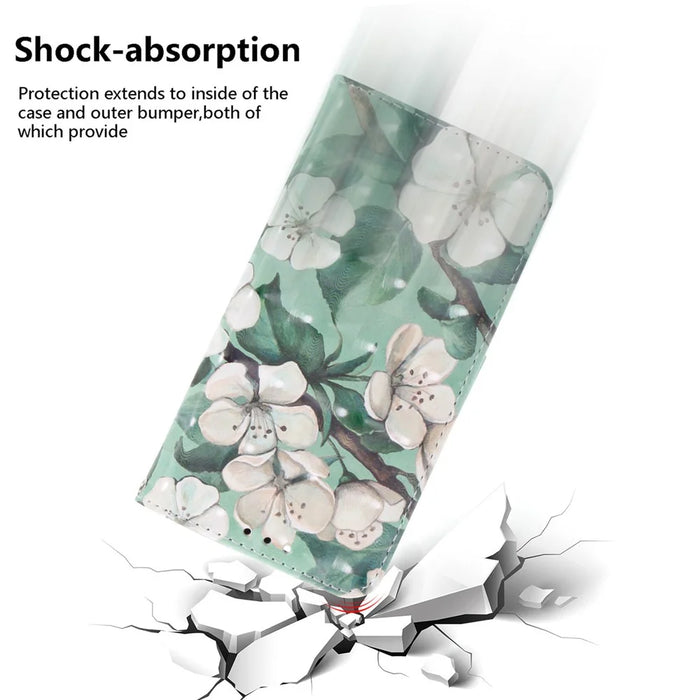 Light Spot Decor Pattern Printing Wallet Stand Leather Phone Case with Strap for Samsung Galaxy M51 - White Flowers - 5