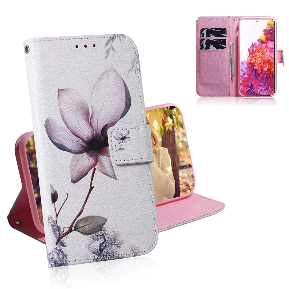 For Samsung Galaxy S20 FE/S20 Fan Edition/S20 FE 5G/S20 Fan Edition 5G/S20 Lite/S20 FE 2022 Pattern Printing Wallet Leather Phone Case - Beautiful Flower - 1