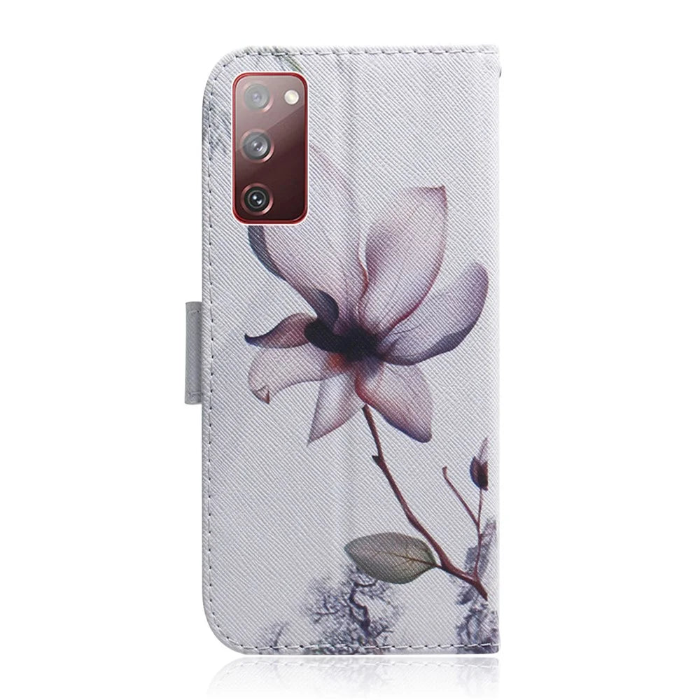 For Samsung Galaxy S20 FE/S20 Fan Edition/S20 FE 5G/S20 Fan Edition 5G/S20 Lite/S20 FE 2022 Pattern Printing Wallet Leather Phone Case - Beautiful Flower - 3
