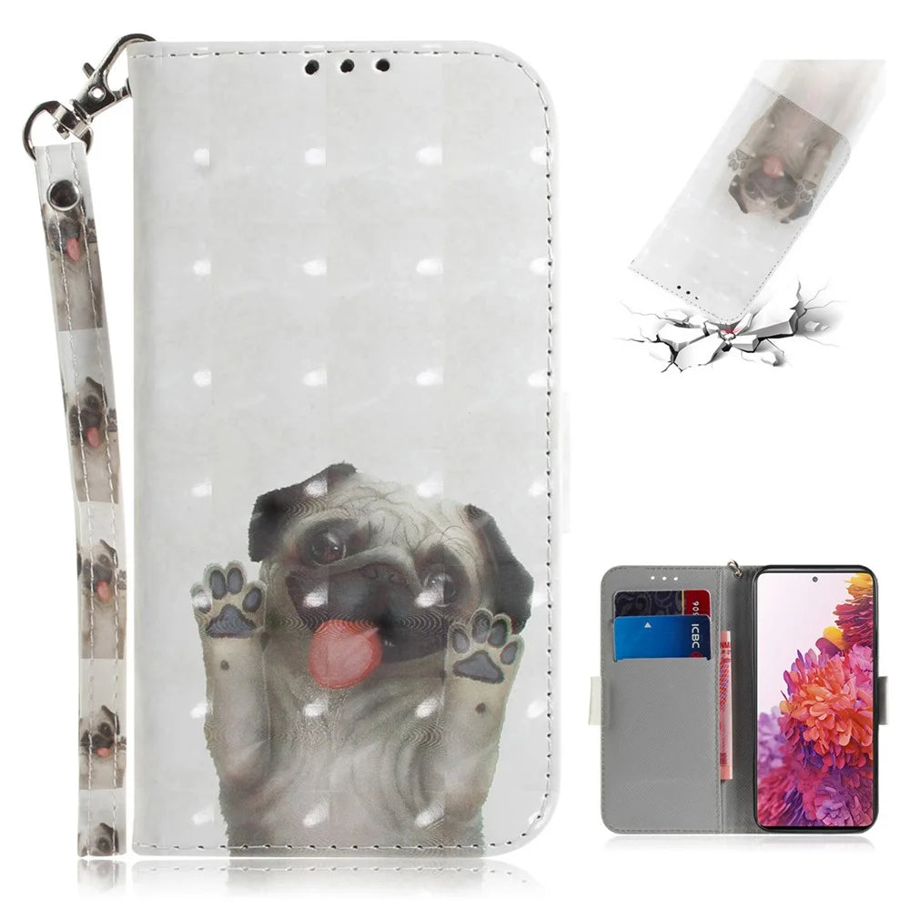 For Samsung Galaxy S20 FE/S20 Fan Edition/S20 FE 5G/S20 Fan Edition 5G/S20 Lite/S20 FE 2022 Light Spot Decor Pattern Printing Wallet Stand Leather Phone Case with Strap - Dog - 1