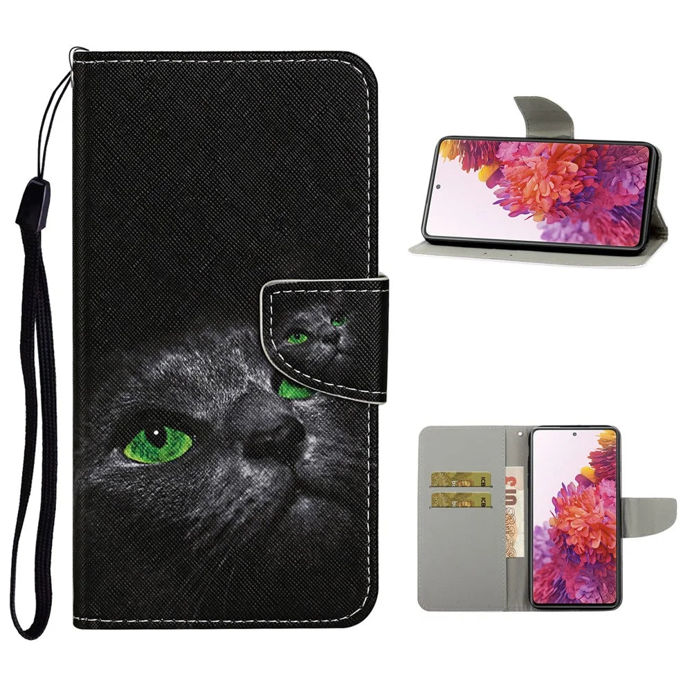 For Samsung Galaxy S20 FE 5G/Fan Edition 5G/S20 FE/Fan Edition/S20 Lite/S20 FE 2022 Pattern Printing Flip Leather Wallet Protective Case - Cat Eyes - 1