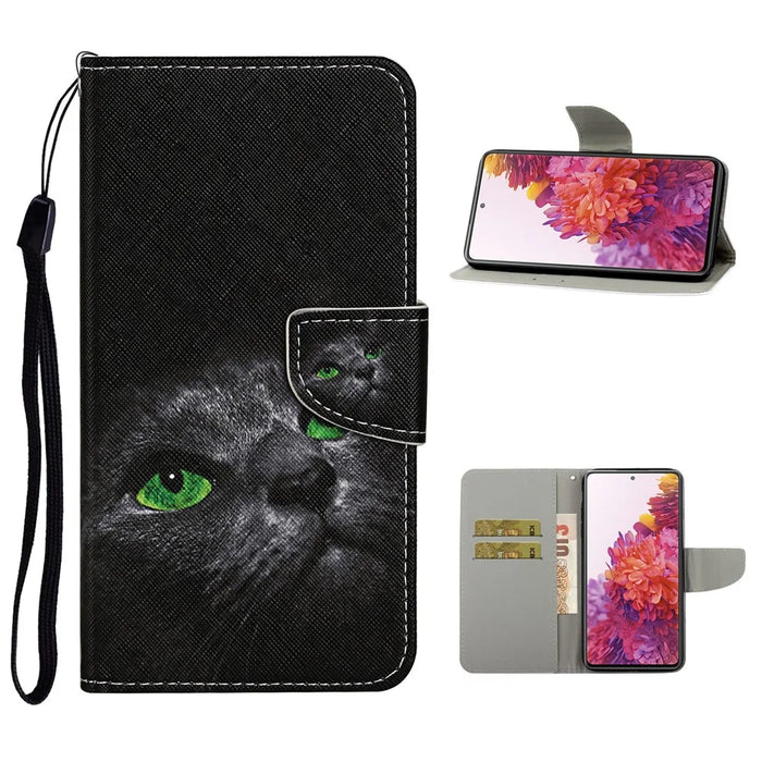 For Samsung Galaxy S20 FE 5G/Fan Edition 5G/S20 FE/Fan Edition/S20 Lite/S20 FE 2022 Pattern Printing Flip Leather Wallet Protective Case - Cat Eyes - 1