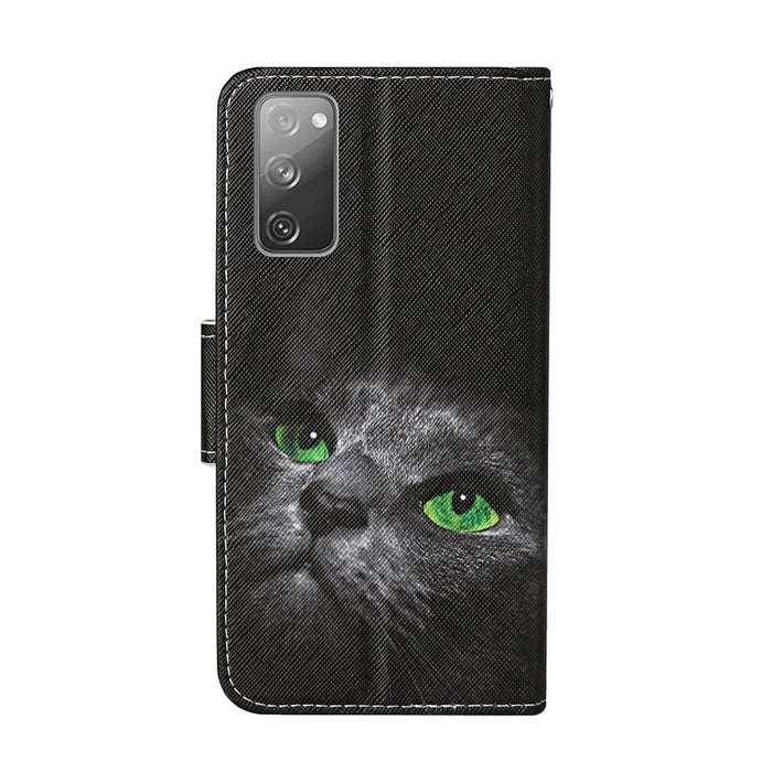 For Samsung Galaxy S20 FE 5G/Fan Edition 5G/S20 FE/Fan Edition/S20 Lite/S20 FE 2022 Pattern Printing Flip Leather Wallet Protective Case - Cat Eyes - 3