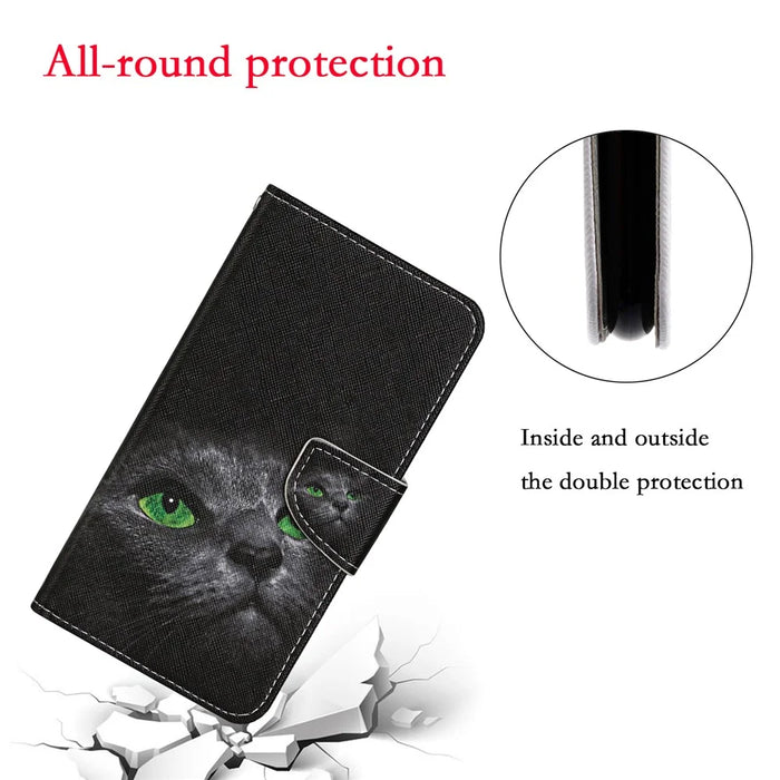 For Samsung Galaxy S20 FE 5G/Fan Edition 5G/S20 FE/Fan Edition/S20 Lite/S20 FE 2022 Pattern Printing Flip Leather Wallet Protective Case - Cat Eyes - 5