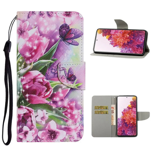 For Samsung Galaxy S20 FE 5G/Fan Edition 5G/S20 FE/Fan Edition/S20 Lite/S20 FE 2022 Pattern Printing PU Leather Case Flip Stand Wallet Protective Cover - Flowers and Butterflies - 1