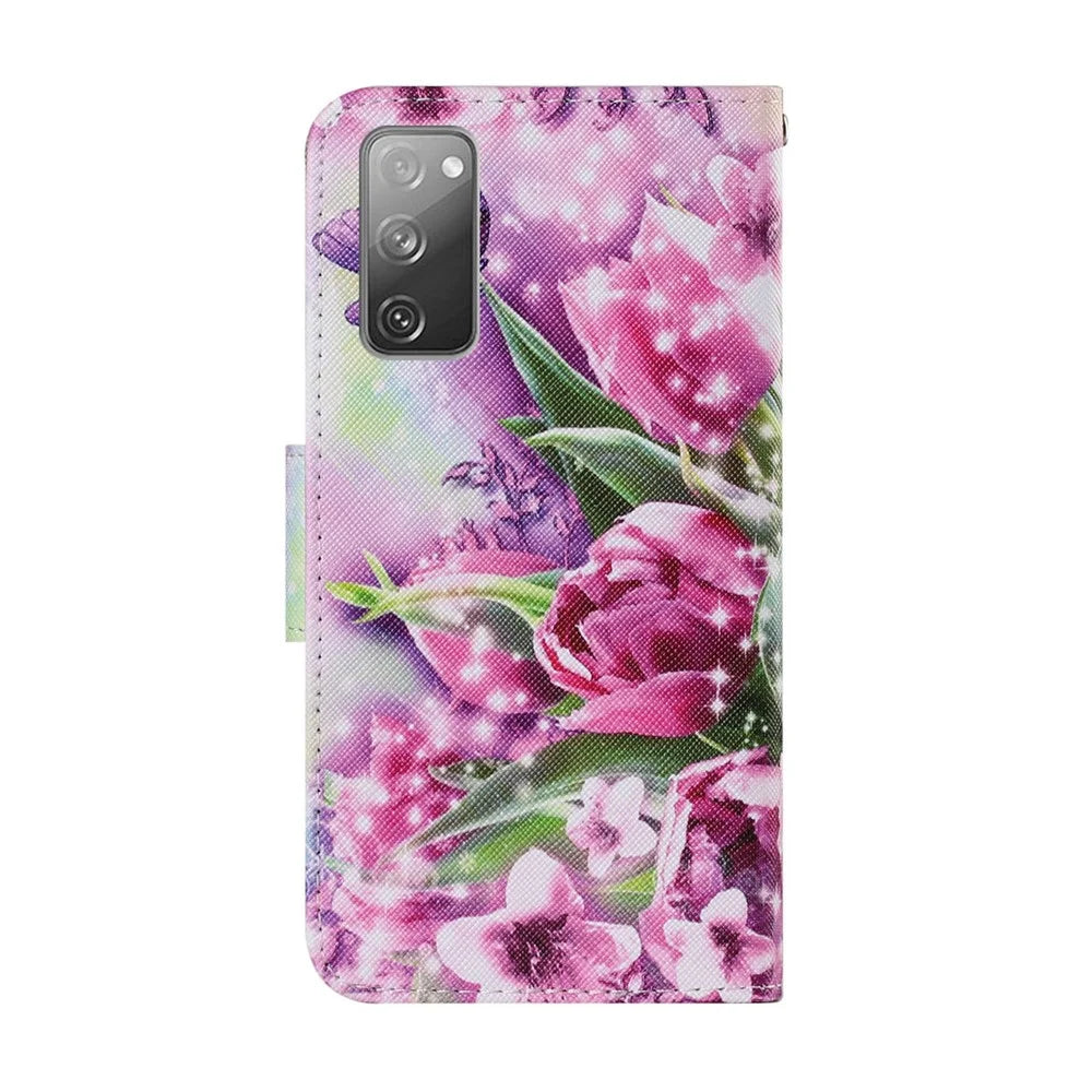 For Samsung Galaxy S20 FE 5G/Fan Edition 5G/S20 FE/Fan Edition/S20 Lite/S20 FE 2022 Pattern Printing PU Leather Case Flip Stand Wallet Protective Cover - Flowers and Butterflies - 2