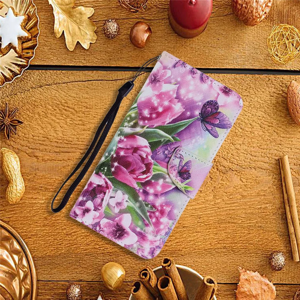 For Samsung Galaxy S20 FE 5G/Fan Edition 5G/S20 FE/Fan Edition/S20 Lite/S20 FE 2022 Pattern Printing PU Leather Case Flip Stand Wallet Protective Cover - Flowers and Butterflies - 5
