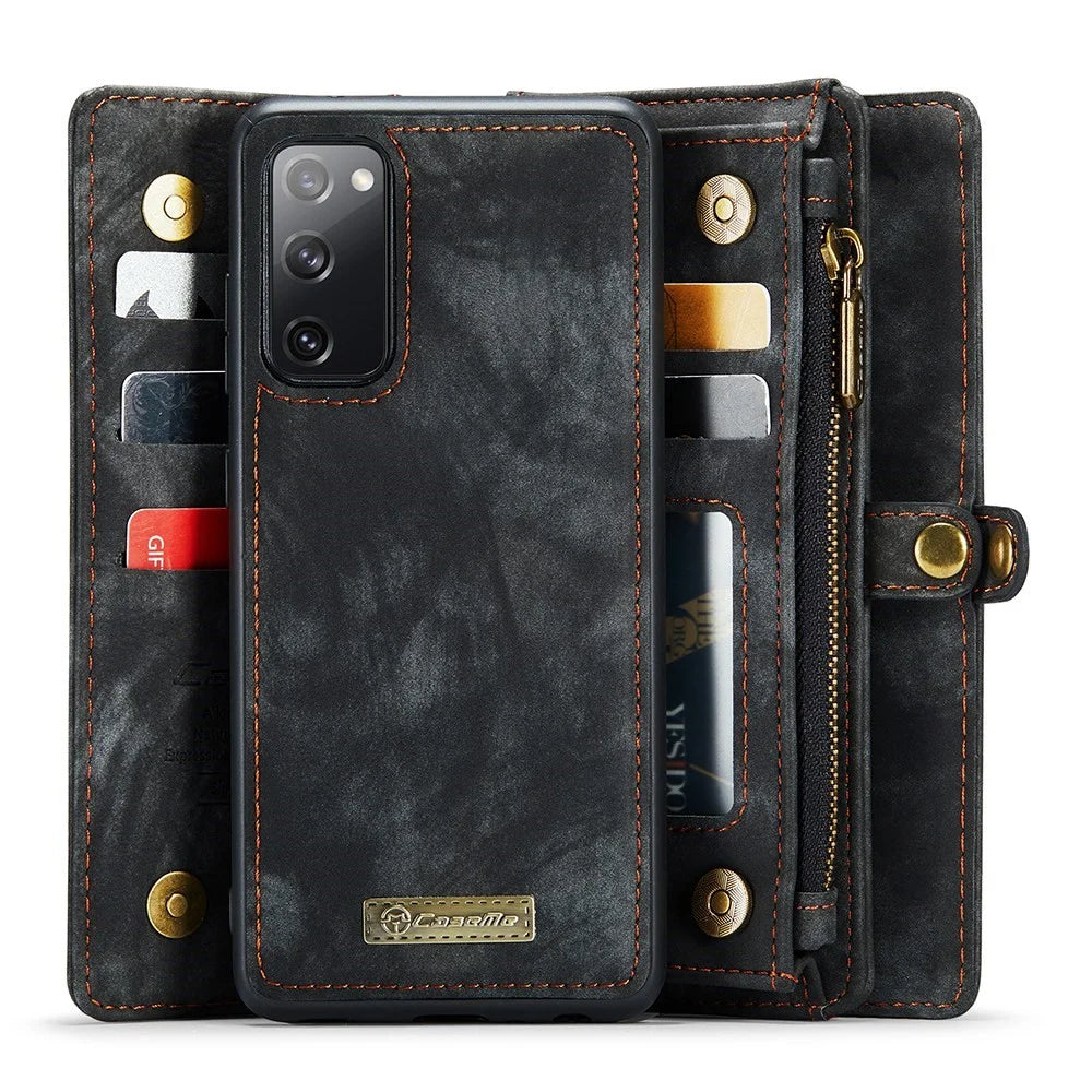 CASEME for Samsung Galaxy S20 FE / S20 Fan Edition / S20 FE 5G / S20 Fan Edition 5G / S20 Lite / S20 FE 2022 008 Series Multi-function 2-in-1 Wallet TPU+PU Leather Phone Case - Black - 3