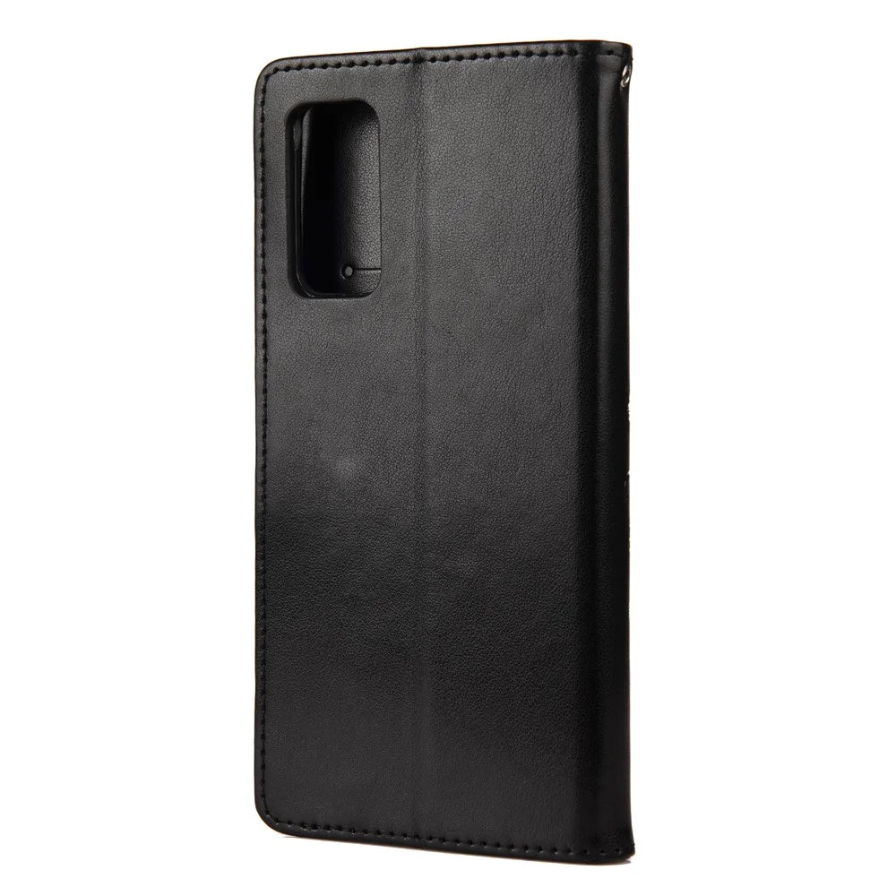 For Samsung Galaxy S20 FE/S20 Fan Edition/S20 FE 5G/S20 Fan Edition 5G/S20 Lite/S20 FE 2022 Butterfly Pattern Imprinting Stand Leather Wallet Phone Cover Shell - Black - 3