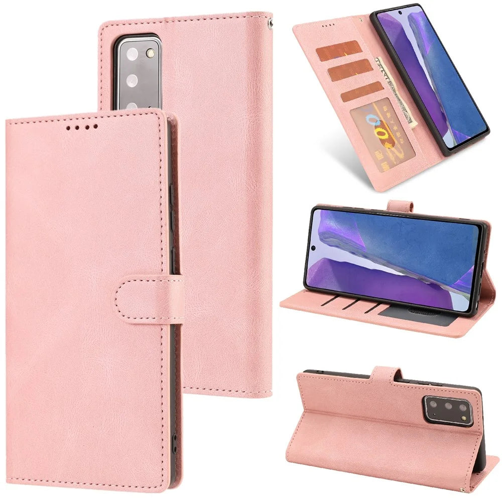For Samsung Galaxy S20 FE/S20 Fan Edition/S20 FE 5G/S20 Fan Edition 5G/S20 Lite/S20 FE 2022 Classic Style PU Leather Phone Cover Shell with Wallet and Stand - Pink - 1