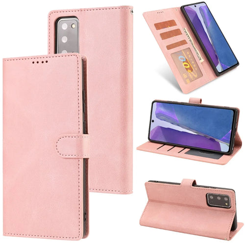 For Samsung Galaxy S20 FE/S20 Fan Edition/S20 FE 5G/S20 Fan Edition 5G/S20 Lite/S20 FE 2022 Classic Style PU Leather Phone Cover Shell with Wallet and Stand - Pink - 1