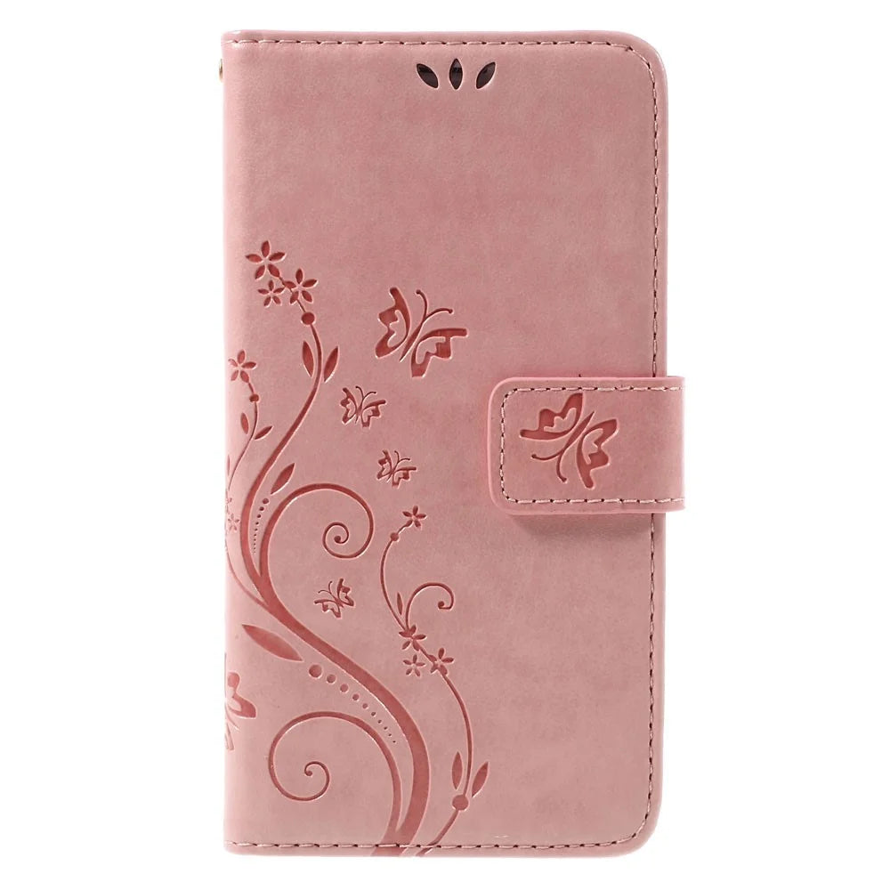 Butterfly Leather Wallet Stand Case for Samsung Galaxy J5 (2016) - Pink - 3