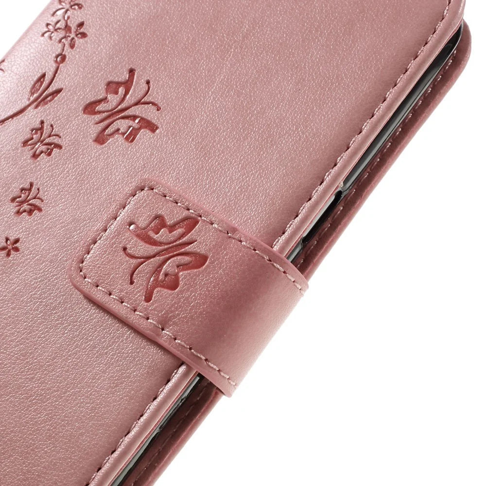 Butterfly Leather Wallet Stand Case for Samsung Galaxy J5 (2016) - Pink - 5