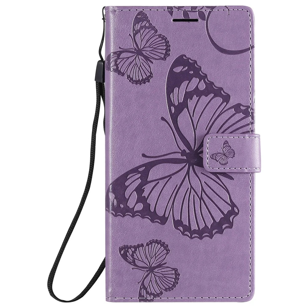 For Samsung Galaxy Note 20 Ultra / Note 20 Ultra 5G Wallet Case Floral Butterfly Imprinted Leather Phone Cover Stand - Purple - 2
