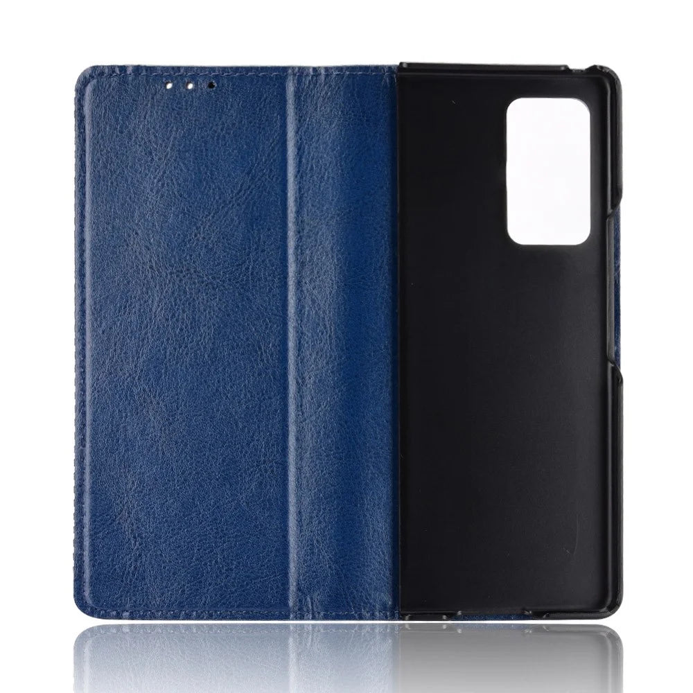 Magnetic Buckle Plaid Decor Phone Protective Shell for Samsung Galaxy Z Fold2 5G - Blue - 2
