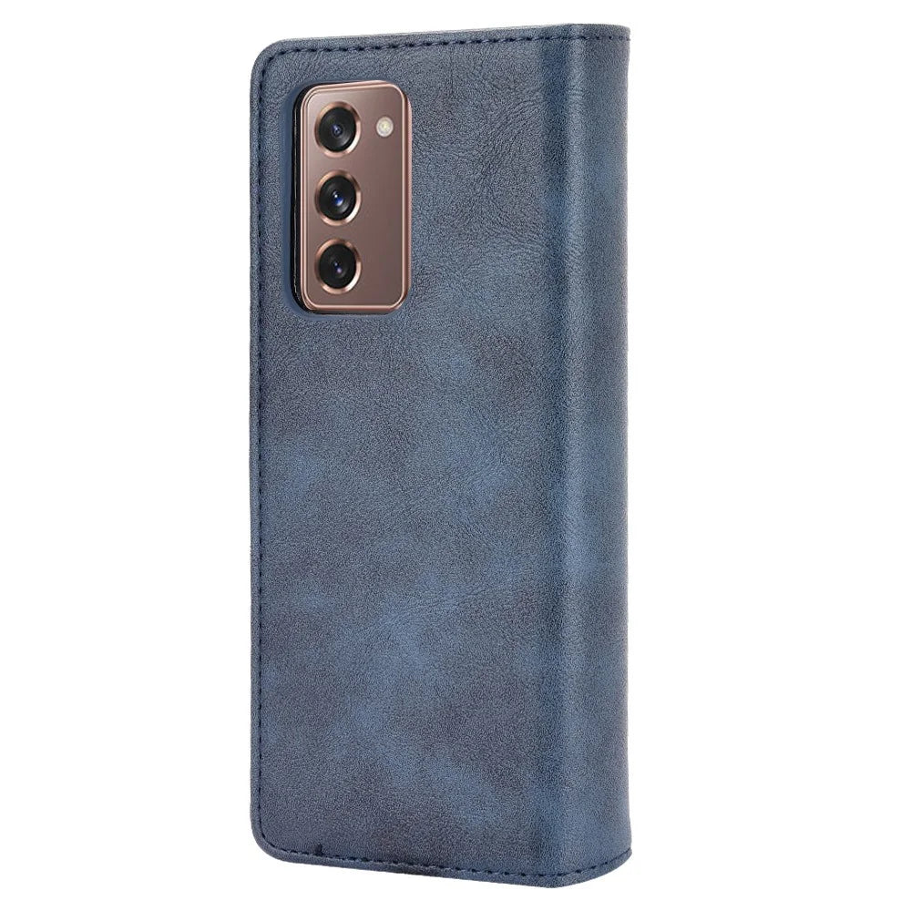 Magnetic Buckle Plaid Decor Phone Protective Shell for Samsung Galaxy Z Fold2 5G - Blue - 4