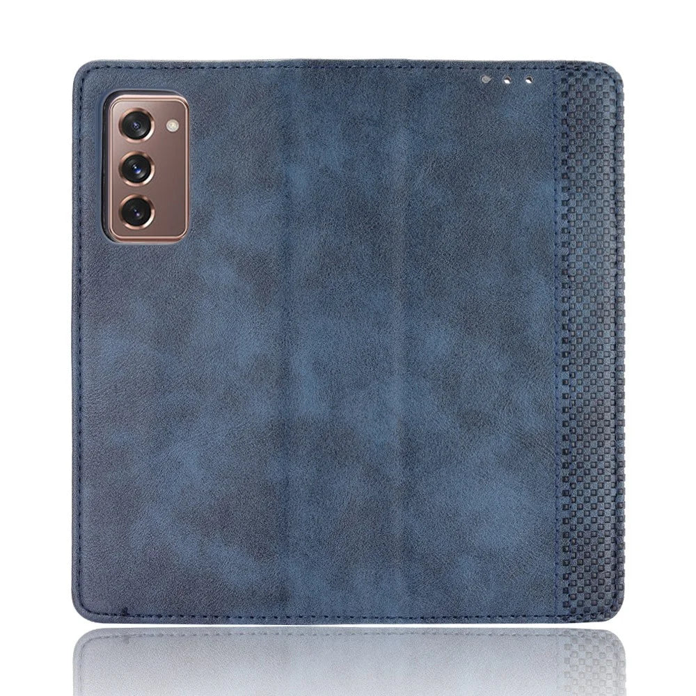 Magnetic Buckle Plaid Decor Phone Protective Shell for Samsung Galaxy Z Fold2 5G - Blue - 5