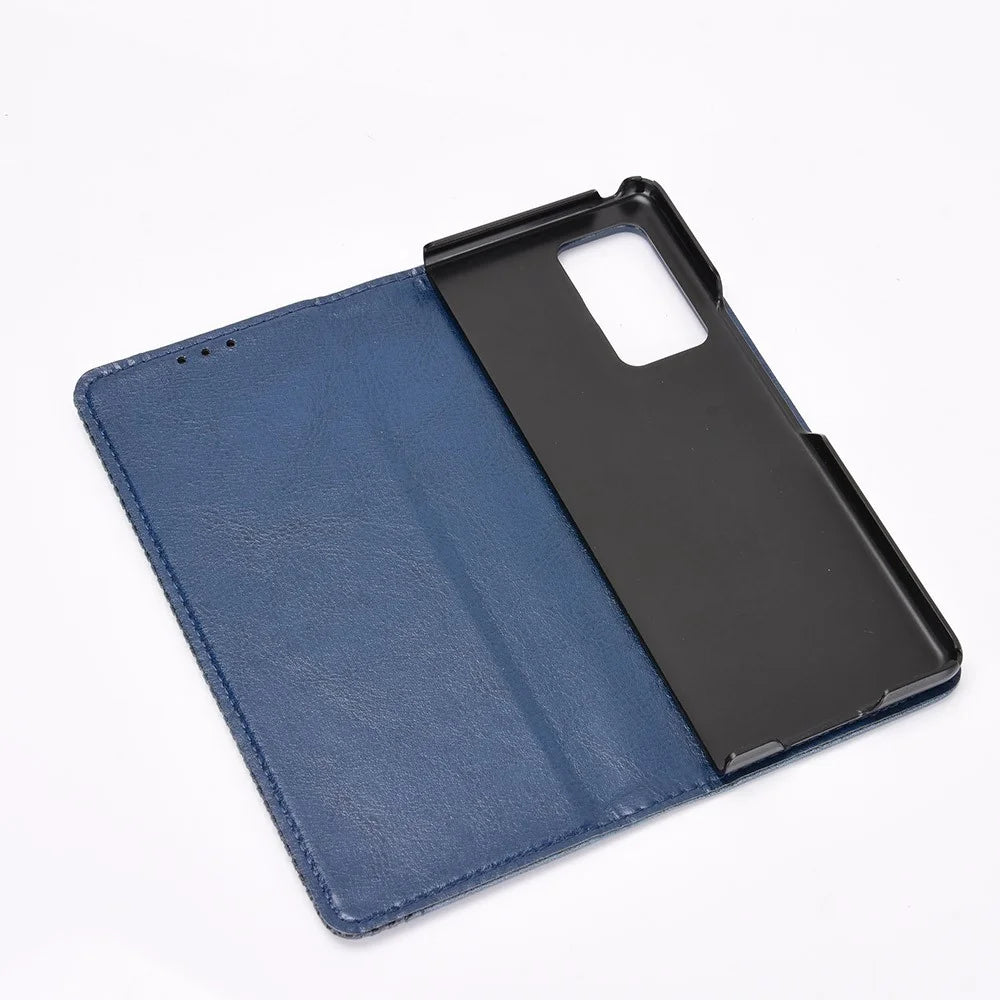 Magnetic Buckle Plaid Decor Phone Protective Shell for Samsung Galaxy Z Fold2 5G - Blue - 6