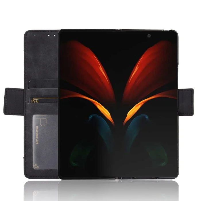 For Samsung Galaxy Z Fold2 5G Multi-slot Leather Case Wallet Stand Shell Protector Phone Cover Case - Black - 3
