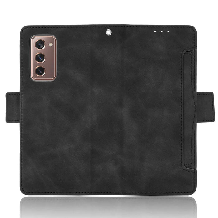 For Samsung Galaxy Z Fold2 5G Multi-slot Leather Case Wallet Stand Shell Protector Phone Cover Case - Black - 5