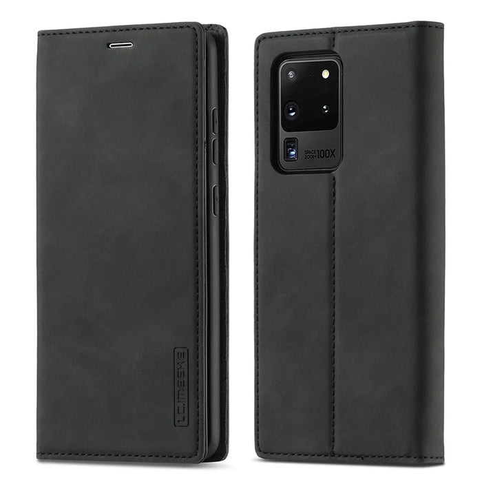 LC.IMEEKE LC Strong Magnetic Series Leather Wallet Phone Protective Shell for Samsung Galaxy S20 Ultra - Black - 3