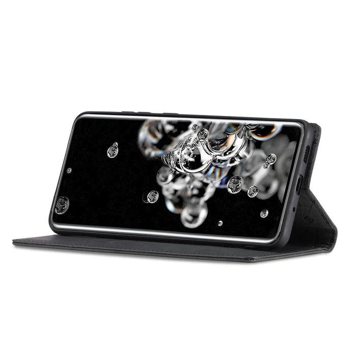 LC.IMEEKE LC Strong Magnetic Series Leather Wallet Phone Protective Shell for Samsung Galaxy S20 Ultra - Black - 6