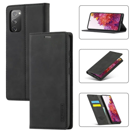 LC.IMEEKE for Samsung Galaxy S20 FE/S20 Fan Edition/S20 FE 5G/S20 Fan Edition 5G/S20 Lite/S20 FE 2022 TPU + PU Leather Auto-Absorbed Magnetic Phone Protective Shell - Black - 1